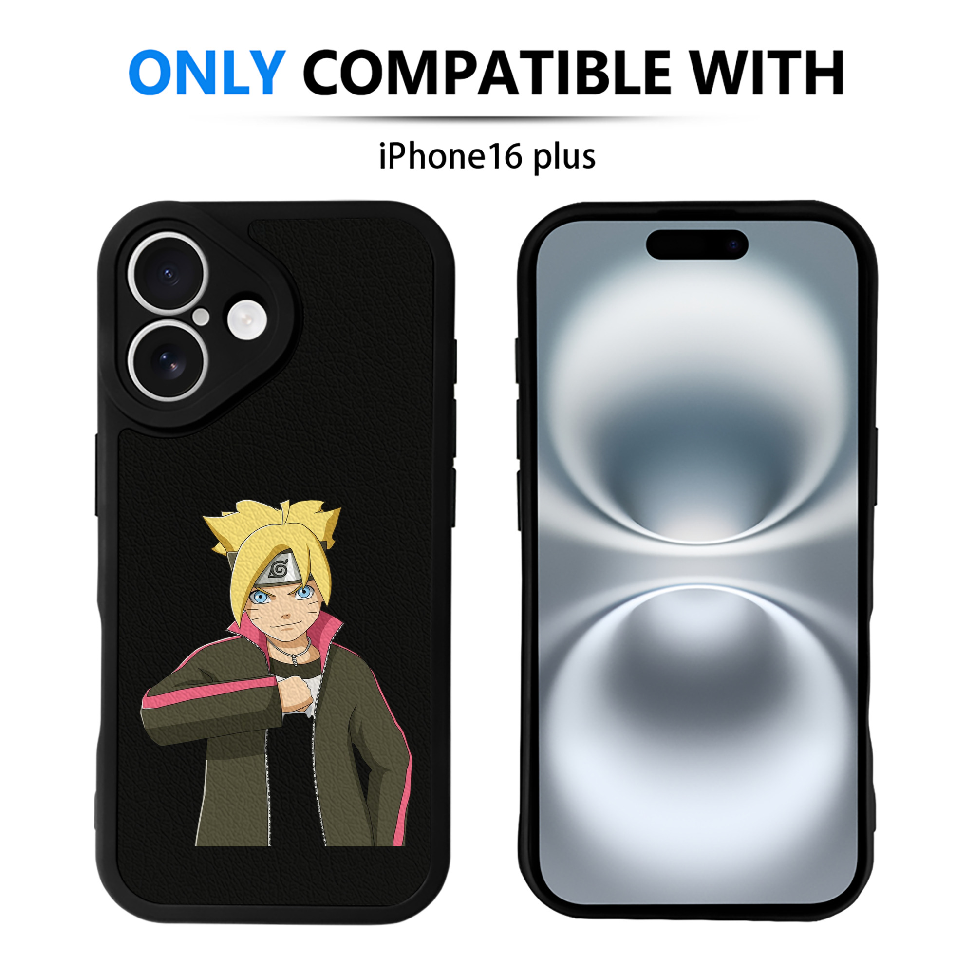 （画像用） NARUTO -ナルト- うずまき ボルト Uzumaki Boruto 【iPhone 16シリーズ対応】シリコンスマホケース（レザー調） 材質：シリコン